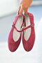 Will Belted Round Toe Genuine Suede Leather Ballerinas Fuchsia - 5