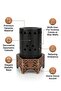 Elegant Black Cylinder Incense Burner with Ornamental Bronze Base - 4