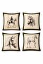Green Framed Horses Patterned Set of 4 Throw Pillow Covers - 3