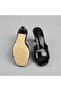 (Brand) Heeled Single Strap Women's Slippers Patent Leather Black - 5
