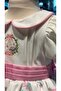 Girl's Special Occasion Dress - Floral Patterned with Big Bow - Ecru - 2