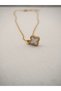 Premium Steel Gold Color Pearlescent Four-Leaf Clover Necklace - Non-Tarnish Zircon Stone Framed Chain Necklace - 4
