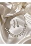 Crystal Stone Waterway Necklace and Dangle Earrings Set – Silver Color Special Occasion Jewelry Set - 3