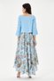 Baby Blue Italian Floral Patterned, Cut-Off Knitwear and Lined Suspender Dress 2-Piece Suit 38 - 42 Size - 4