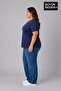 Süperlife Large Size Women's V-Neck Cotton Basic T-Shirt Navy Blue 3Xl-6Xl Spr26Btsk509 - 2