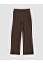 Xside Brown Elastic Waist Textured Women's Trousers - 6