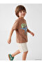 Lcw Kids Brown Dinosaur Printed Boys' T-Shirt and Shorts 2-Pack