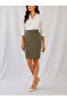 Khaki Woven Pencil Skirt