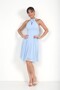 Women's Halter Neck Rose Detailed Lined Chiffon Short Dress - 3