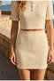 Summer Buttoned Crew Neck Cropped Skirt Knitwear Set - 4