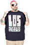 Mode XL Large Size T-Shirt with Bis Collar Los Angeles U26117 Dark Blue - 4