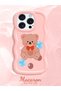 iPhone 16 Pro Max Compatible Case with Camera Protector Pink Silicone Couple Phone Case Bear Pattern - 2