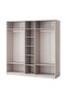 Gotham 5 Door Wardrobe With Mirror | Sturdy Closet Clothes Storage Cupboard | Modern Design Space Saving Swing Door Cabinet For Bedroom L210xW60xH219cm-Grey - 3