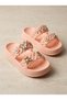 Women's Powder Knitted Banded Stoned Flower Detailed Thick Sole Summer Comfortable Slippers - 3