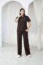 Women's Silvery Crew Neck Short Sleeve Loose-Fit Top and Bottom Set - 4