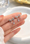 Silver Color Bowknot Earrings with Stones Elegant Women's Dangle Earrings - 4