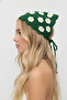 Green Daisy Patterned Crochet Knitted Bandana Hair and Neck Accessory - 3