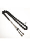 Yusr Rosary 33 Beads 9.5x13mm Black Oval Prayer Beads 38g Gold Sparkle Inlay with Silver Chain Tassel - 3
