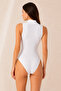 Women's Half Turtleneck Sleeveless Stretchy Bodysuit with Hook at the Bottom - 95% Cotton Anti-Sweat & Soft Texture - 4