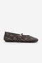 Women's Blunt Toe Hand Knitted Mary Jane Strappy Daily Ballet Flats Rospa Brown - 7