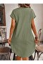 All-Day Comfort Women's V-Neck Buttoned Linen Mini Dress - 2