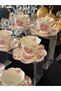 Premium Porcelain 6-Person White Coffee Cup Set with Flower Figures 90 ml - 8