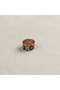 New Series Copper Navy Blue Cream Zigzag Patterned Wide Form Adjustable Ring