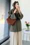 Premium Side-Tie Striped Modal Tunic - Khaki - 5