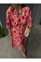 Women's Patterned Summer Double-Breasted Collar Slit Ankle-Length Dress 11B-2408
