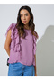 Purple Ruffled Sleeveless Blouse