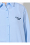 Light Blue Striped Oversized Button-Up Shirt - 4
