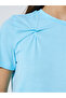 Blue Twisted Knot Detail Regular Fit T-Shirt - 4
