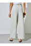 Cream Wide Leg Pants with Side Pocket - 4