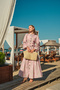 Women's Floral and Leaf Pattern Buttoned Waist Tie Linen Dress Pink - 2