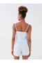 Lcw Dream Blue V-Neck Lace Detailed Strappy Women's Shorts Jumpsuit Pajamas - 5