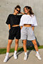 2-Piece Shorts for Women (Black-Grey) Summer Shorts Anti-Sweat