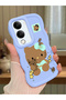 Vivo Y04S Compatible Case Camera Protector Blue Silicone Couple Phone Case Kitty Pattern