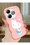 Infinix Smart 8 Compatible Case Camera Protector Pink Silicone Couple Phone Case Kitty Pattern
