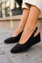 Black Stone Filled Heel Women's Evening Dress Shoes Round Toe Open Back Stylish Wedding Engagement Shoes - 4