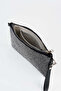 Women's Silver Stone Suede Portfolio Handbag and Clutch Bag with Ankle Strap and Chain Strap - 3