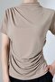 Women's Stoned Sandy Draped High Neck Blouse - 2