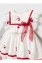 Baby Girl White Cherry Embroidered Scallop Dress Birthday and Special Occasion Dress Linen Scallop Dress - 6