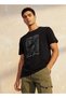 Men Slim Fit Crew Neck Short Sleeves New York Print T-shirt