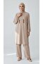 Women's Front Half Buttoned Sleeves Elastic Waist Pants Elastic Waist Aerobic Suit
