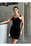 Black Floral Brooch Mini Dress - 2Y12237 - 2
