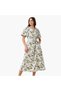 Midi Floral Print Women Dress with Balloon Sleeves - 3