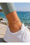Steel Sarman 2 Chain Pearl Dorika Anklet Gold Color - 2