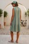 Mint Shirt Collar Sleeveless Buttoned Skirt Ruffle Casual Muslin Woven Dress 105 65 - 8