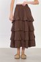 Women's Elastic Waist Ruffled Long Skirt - Bitter Brown - 3