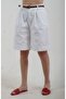 White Belted Shorts with Elastic Waist at the Back - 4